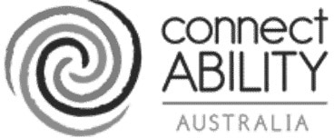 Spiral logo in grayscale with "connect ABILITY" and "AUSTRALIA" text below.