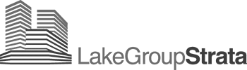 Logo featuring stylized buildings with the text "LakeGroupStrata" in modern font.