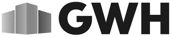 Stylized logo features three abstract building shapes with the text "GWH" in bold black.